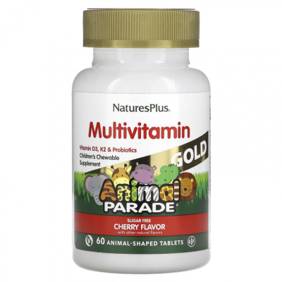 NaturesPlus Source of Life Animal Parade Gold жевательные мультивитамины с микроэлементами для детей со вкусом вишни 60 таблеток