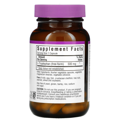 Bluebonnet Nutrition L-Tryptophan (L-триптофан) 500 мг 60 капсул
