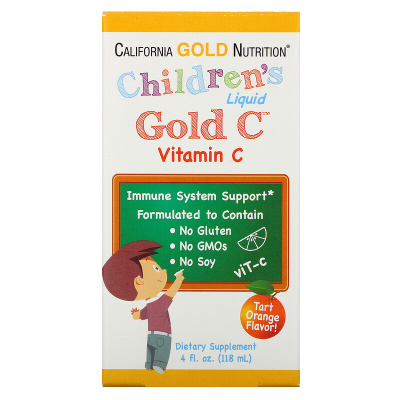 California Gold Nutrition Gold C (витамин C в жидкой форме для детей натуральный апельсиновый вкус) 118 мл