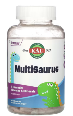 KAL Dinosaurs MultiSaurus (Детские поливитамины) смесь ягод 90 жевательных таблеток