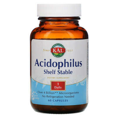 KAL Acidophilus Shelf Stable (Ацидофилус стабильный при хранении) 4 млрд. 60 капсул, срок годности 06/2023