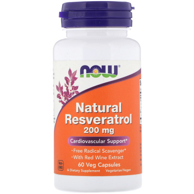 NOW Natural Resveratrol (Натуральный ресвератрол) 200 мг 60 капсул
