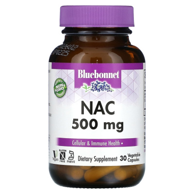 Bluebonnet NAC (N-ацетил-L-цистеина) 500 30 капсул