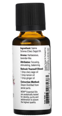 NOW Essential Oils Clary Sage 100% pure (эфирные масла, мускатный шалфей) 30 мл