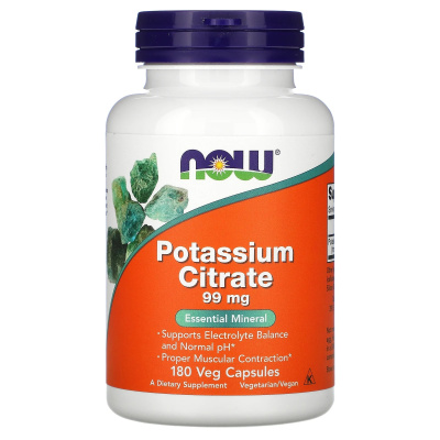 NOW Potassium Citrate (Цитрат калия) 99 мг 180 капсул