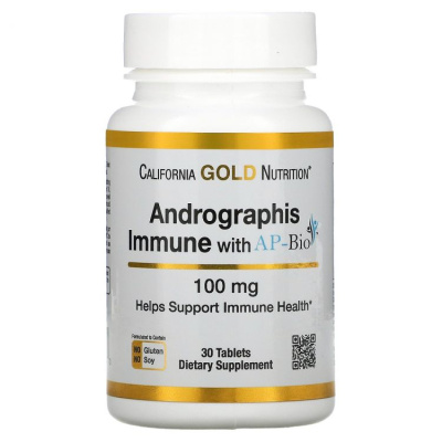 California Gold Nutrition AP-BIO (средство для укрепления иммунитета с экстрактом андрографиса) 100 мг 30 таблеток, срок годности 09/2023