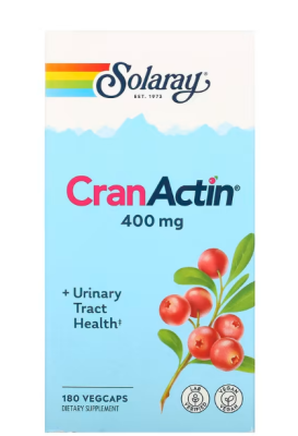 Solaray CranActin Urinary Tract Health (здоровье мочевыводящих путей) 400 мг 180 вег капсул