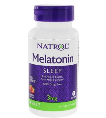 Natrol Melatonin (Мелатонин) 3 мг Fast Dissolve быстрорастворимые 90 таблеток клубника