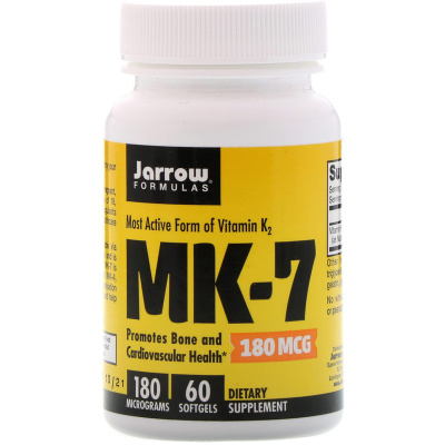 Jarrow Formulas MK-7 Most active form of vitamin K2 (МК-7 самая активная форма витамина K2) 180 мкг 60 капсул