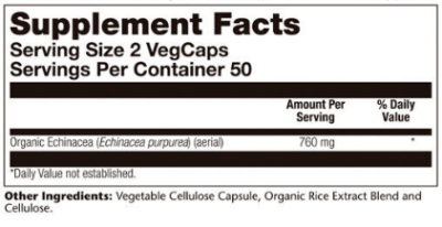 Solaray Echinacea Purpurea Herb Aerial Organically Grown (Органическая эхинацея пурпурная) 380 мг 100 капсул