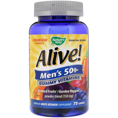 Nature's Way, Alive! Men`s 50+ (витамины для мужчин старше 50 лет) 75 жевательных таблеток