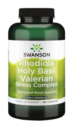 Swanson Rhodiola Holy Basil Valerian Stress Complex (Комплекс корня родиолы священного базилика и корня валерианы) 180 капсул