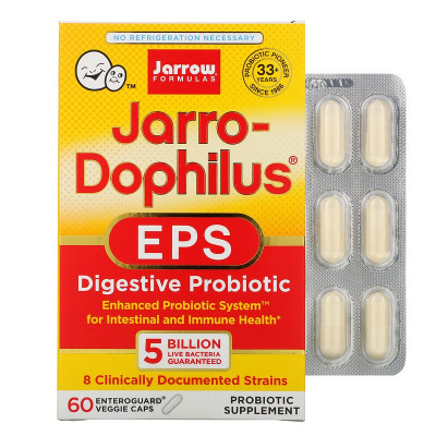 Jarrow Formulas Jarro-Dophilus EPS (пищеварительный пробиотик 5 миллиардов) 60 капсул Enteroguard срок годности 06/2023