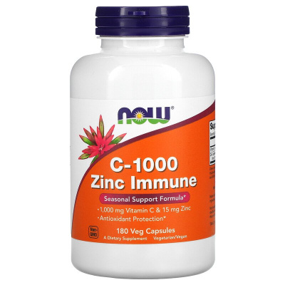 NOW C-1000 Zinc Immune (витамин C 1000 мг и цинк 15 мг) 180 вегетарианских капсул