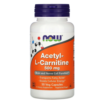 NOW Acetyl L-Carnitine (Ацетил-L-карнитин) 500 мг 50 вег. капсул