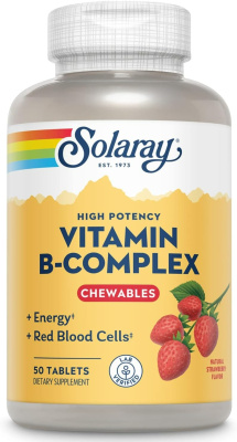 Solaray B Complex Chewable (Комплекс витаминов группы В) клубника 250 мг 50 жевательных таблеток