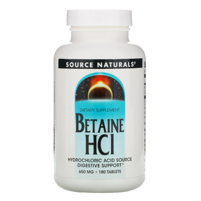 Source Naturals Betaine HCl (Бетаина гидрохлорид) 650 мг 180 таблеток