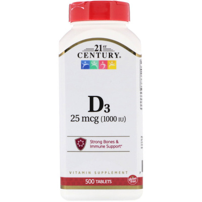21st Century Vitamin D-3 25 мкг (1000 IU) 500 таблеток