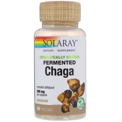 Solaray Chaga Mushroom Organically Grown (Ферментированный гриб чага) 60 капсул