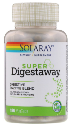 Solaray Смесь ферментов Super Digestaway для поддержки пищеварения 180 капсул