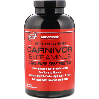 MuscleMeds Аминокислоты Carnivor Beef 100% чистый говяжий протеин 300 таблеток