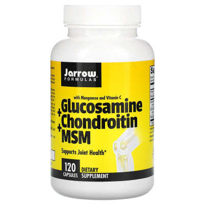 Jarrow Formulas Glucosamine + Chondroitin + MSM with Manganese and Vitamin C (глюкозамин хондроитин и МСМ с марганцем и витамином C) 120 капсул