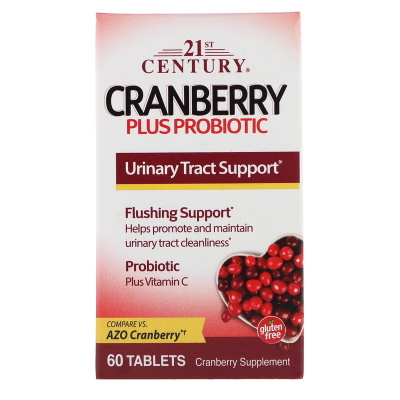 21st Century Cranberry plus Probiotic (Клюква с пробиотиками) 60 таблеток
