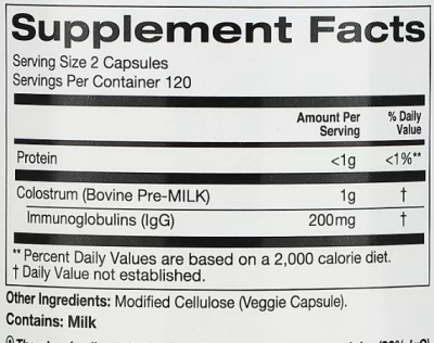 California Gold Nutrition Colostrum (молозиво) 240 капсул