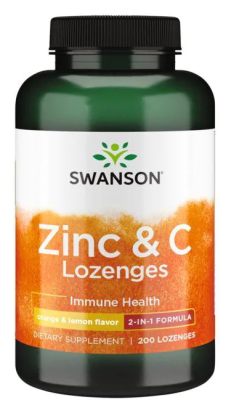 Swanson Zinc & C Lozenges (Леденцы с цинком и витамином С) со вкусом апельсина и лимона 200 леденцов, срок годности 10/2023