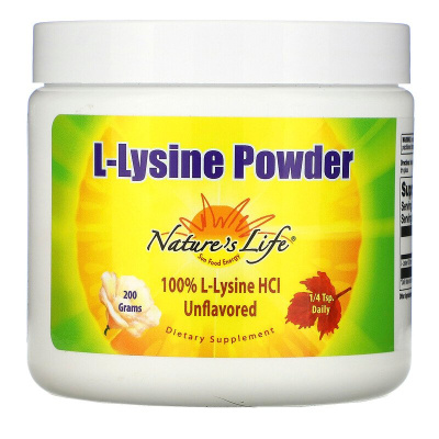 Nature's Life L-Lysine Powder (L-Лизин в порошке) без вкусовых добавок 200 г