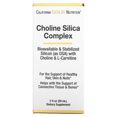 California Gold Nutrition Choline Silica Complex (холиновый и кремниевый комплекс биологически доступный коллаген для поддержки волос кожи и ногтей) 60 мл