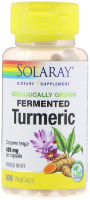 Solaray Fermented Turmeric (Органически выращенная ферментированная куркума) 100 капсул