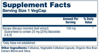 Solaray Bacopa Leaf Extract (Экстракт листьев бакопы) 100 мг 60 вег капсул