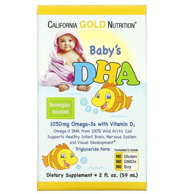 California Gold Nutrition Baby`s DHA (ДГК для детей Омега-3 с витамином D3) 1050 мг 59 мл