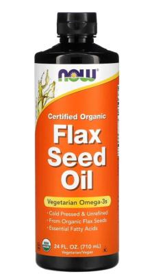 NOW Certified Organic Flax Seed Oil (сертифицированное органическое льняное масло) 710 мл