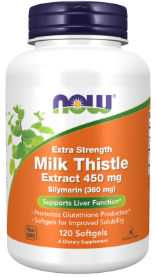 NOW Silymarin Milk Thistle Extract Extra Strength (Экстракт расторопши экстра сила) 450 мг 120 гелевых капсул
