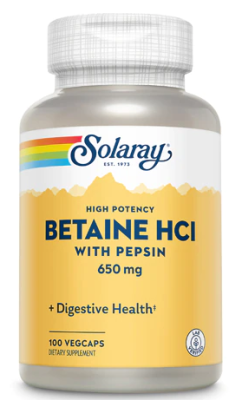 Solaray Betaine HCL with Pepsin 650 мг 100 капсул