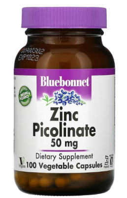 Bluebonnet Nutrition Zinc Picolinate (Пиколинат цинка) 50 мг 100 вег капсул