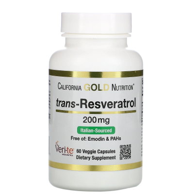 California Gold Nutrition Trans-Resveratrol (Транс-ресвератрол) 98% 200 мг 60 капсул
