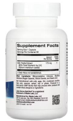 Lake Avenue Nutrition Milk Thistle Extract (Экстракт расторопши) 175 мг 90 вег капсул