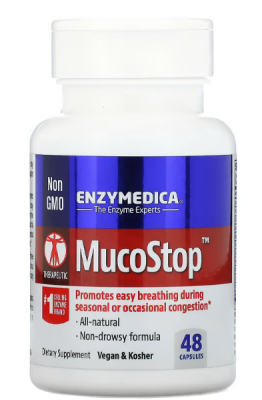 Enzymedica MucoStop (Способствует легкому дыханию) 48 капсул