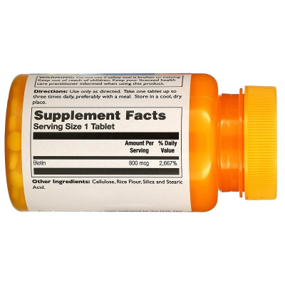 Thompson Biotin (биотин высокая эффективность) 800 мкг 90 таблеток