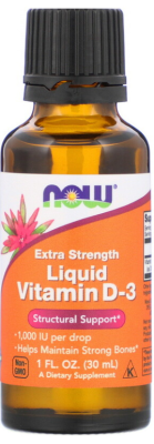 NOW Liquid Vitamin D-3 Extra Strength (Жидкий витамин D-3 усиленный) 1000 МЕ 30 мл