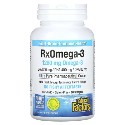 Natural Factors RxOmega-3 (Омега-3 фармацевтической степени чистоты) 630 мг 60 капсул