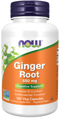 NOW Ginger Root (Корень имбиря) 550 мг 100 вег капсул