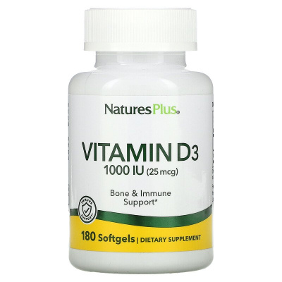 NaturesPlus Vitamin D3 (Витамин D3) 25 мкг (1000 МЕ) 180 капсул