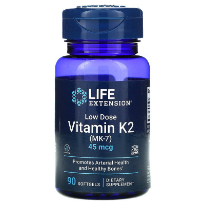 Life Extension Low Dose Vitamin K2 (MK-7) (небольшая доза витамина К2 (МК-7)) 45 мкг 90 капсул