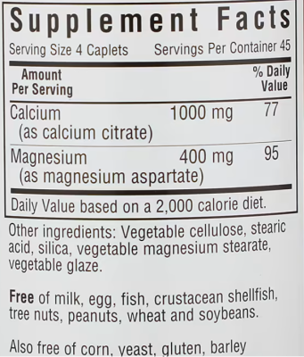 Bluebonnet Nutrition Calcium Citrate Plus Magnesium (цитрат кальция плюс магний) 180 каплет