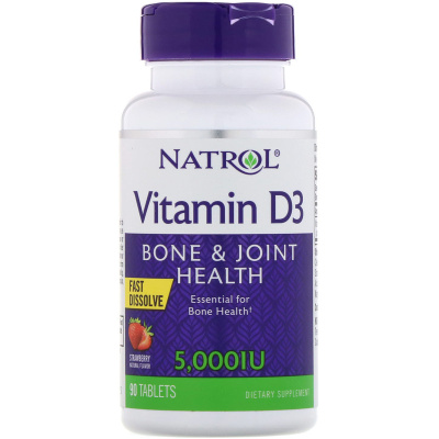 Natrol Vitamin D-3 5000 IU быстрорастворимый со вкусом клубники 90 таблеток