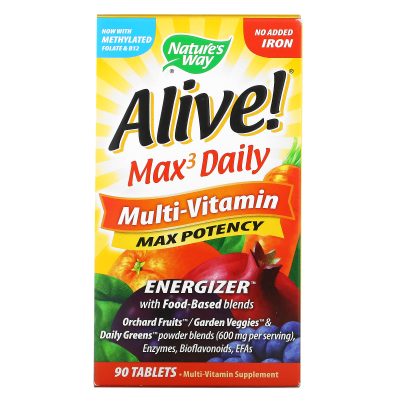 Nature's Way Alive! Max3 Daily (мультивитамины) без железа 90 таблеток